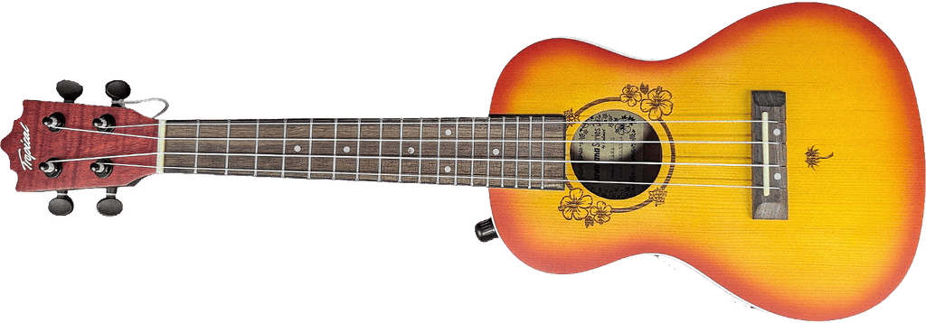 Ukelele Concert 24” Tropical Natural con Diseño Floral